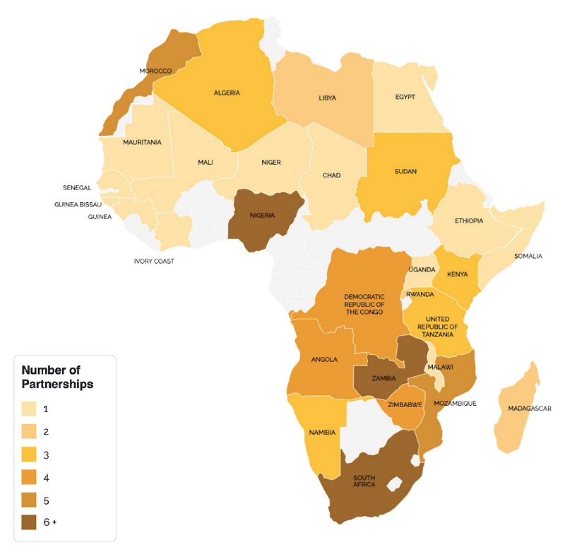Map of Africa's green minerals partnerships